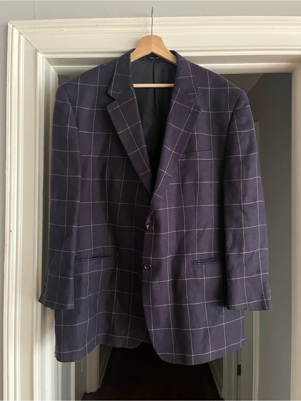 Ralph Lauren Navy Windowpane Blazer with Light Grid
